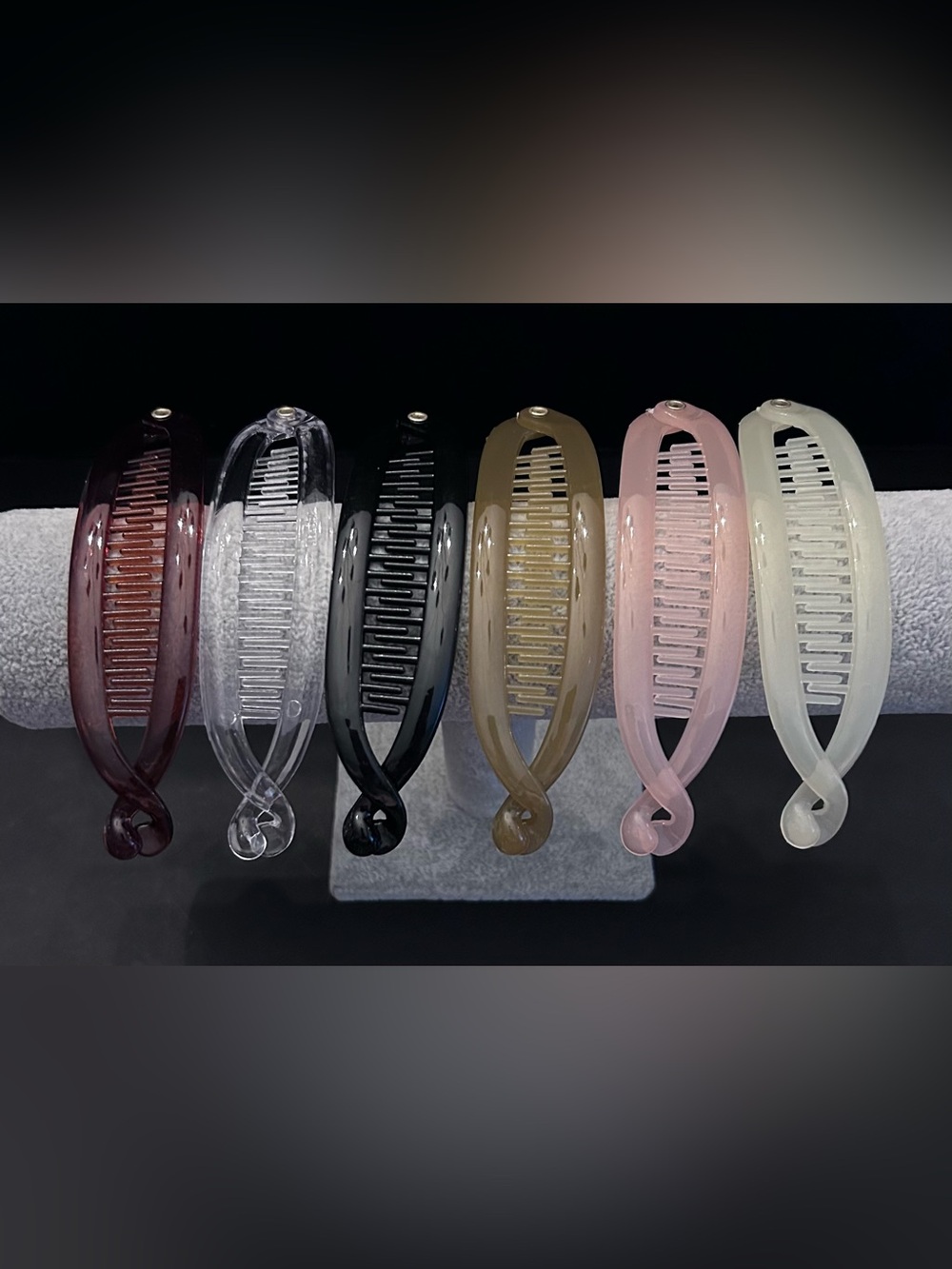 Women's Lightweight Pink & Neutral Twist Hair Claw Clip Set of Six Banana Style